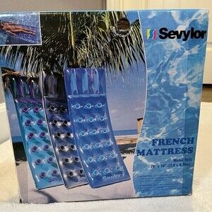 Vintage Silver French Mattress Swim Float Sevylor Brand New Old Stock NIP